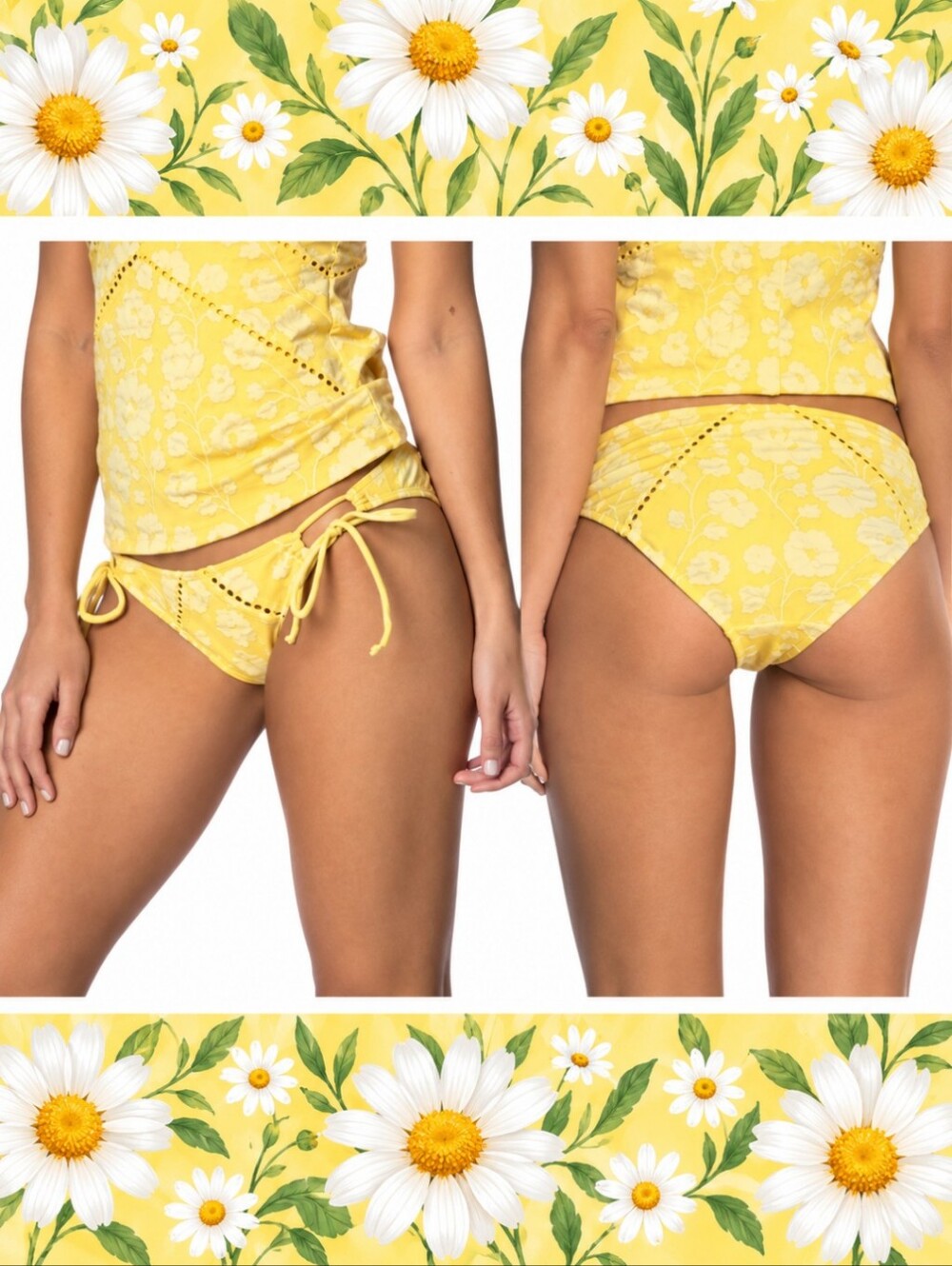 Robin Piccone "Sadie" Marigold Yellow bikini bottoms cute side ties NWT Sz XS